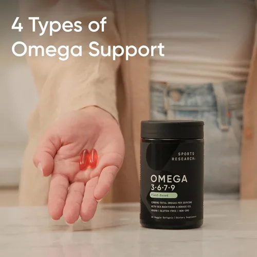 Miniatura 7 de Sports Research® Vegan Omega 3-6-7-9 - 1200 mg de Ácidos Grasos Omega de Espectro Múltiple Certificados Fórmula No OMG con Espino Cerval de Mar
