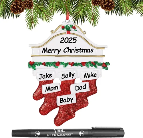 Miniatura 38 de Adornos de Navidad personalizados 2025, familia de 2, 3, 4, 5, 6, gnomo, adorno de Navidad personalizado con nombres, adornos familiares Gnomos