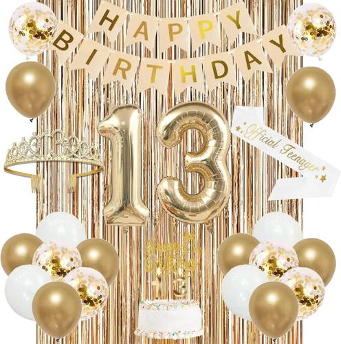 Miniatura 34 de Trgowaul Decoraciones de 9º cumpleaños para niñas, pancarta, banda y corona, decoración de pastel, globo de número 9, cortinas de flecos
