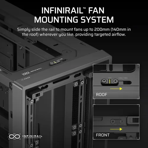 Miniatura 6 de Corsair 4000D Frame Modular - Gabinete ATX de media torre, alto flujo de aire, sistema de montaje de ventilador InfiniRail™, soporte para radiador