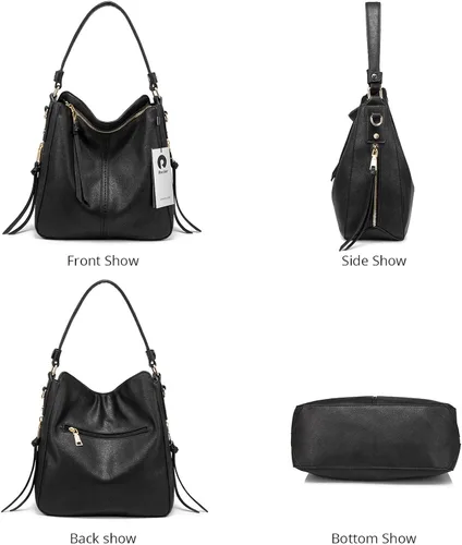 Miniatura 7 de Realer Bolsos Hobo para mujer, de piel sintética, bolso grande con borla