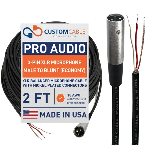 Miniatura 9 de 1 pie Custom Cable Connection Pro-Audio XLR Micrófono equilibrado hembra a Blunt 18 AWG Economy blindado Cable de instalación