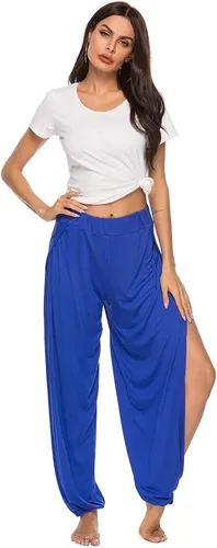 Miniatura 4 de AvaCostume - Pantalones de harén de corte alto para mujer, estilo hippie