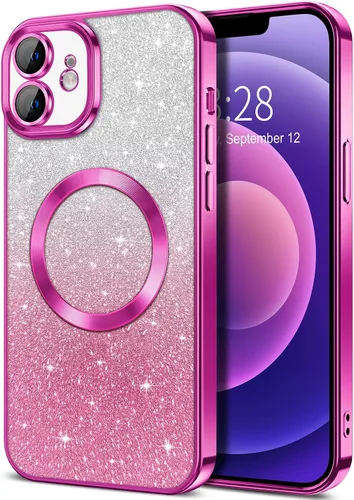 Miniatura 112 de Hython Funda para iPhone 13 Pro transparente con purpurina magnética [compatible con MagSafe] Protector completo de lente de cámara delgado