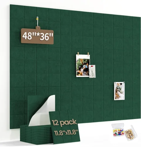 Miniatura 35 de Pizarra de corcho grande para paredes con 30 pasadores, 11.8 x 11.8 pulgadas, paquete de 6 tablones de anuncios para oficina en casa, cocina, tablón