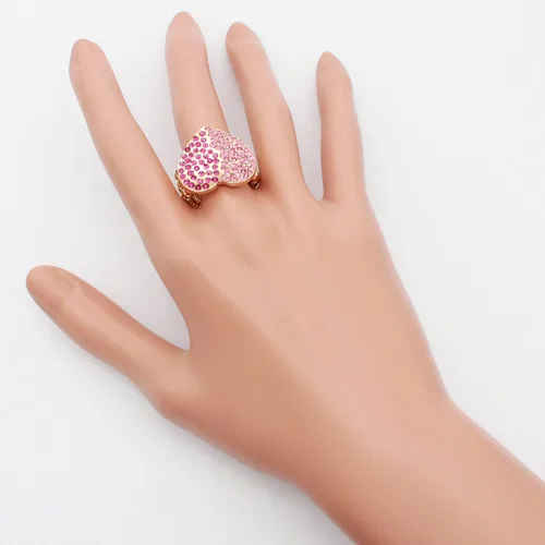 Miniatura 3 de Lavencious Anillos elásticos con diamantes de imitación en forma de corazón para mujer, talla 7-9