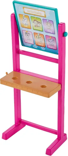 Miniatura 4 de Barbie Juego de carreras, profesora de escuela con muñeca rubia de moda, muñeca estudiante pequeña morena, pizarra giratoria, escritorio y más