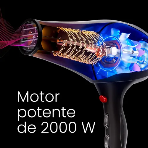 Miniatura 6 de TREZORO Secador de pelo profesional para mujer, secador de pelo iónico de 2000 W para salón y uso personal, potente, secado rápido y silencioso