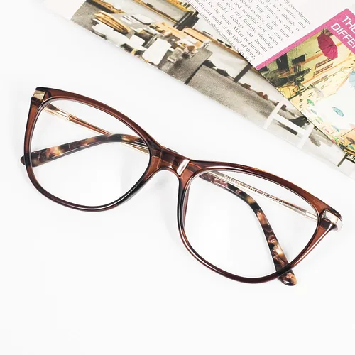 Miniatura 6 de Gafas de lectura con bloqueo de luz azul, gafas de lectura de ojo de gato, gafas de lectura ultraligeras para mujeres BHX8012 Marrón