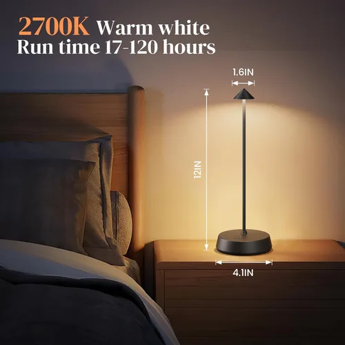 Miniatura 3 de Lámpara de mesa inalámbrica recargable, funciona con pilas, lámpara de escritorio de 6000 mAh, lámpara táctil regulable al aire libre, impermeable