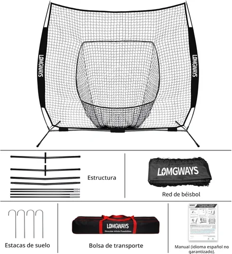 Miniatura 2 de 7x7ft/8x8ft Baseball Softball Net with Steel Frame for Batting, Hitting, Pitching, Portable Baseball Batting Net with Carry Bag, Great for All Levels