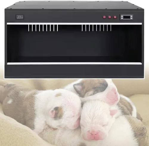 Caja de incubadora de mascotas para gatos/perros, perrera de humedad visual, con ventilador de ventilación/lámpara de iluminación (negro)