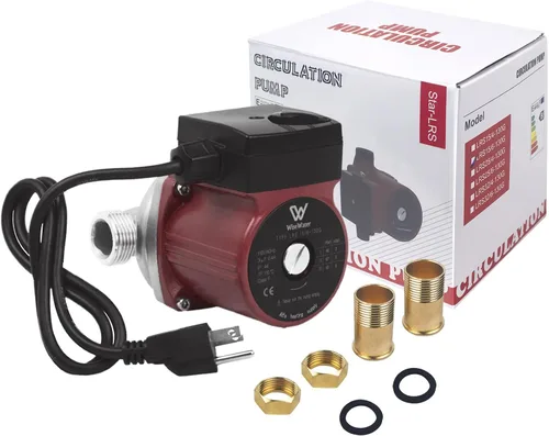 Miniatura 8 de WiseWater Bomba de recirculación de agua caliente de acero inoxidable 304, 3 velocidades con adaptadores NPT de 3/4 pulgadas, cabezal de 20 pies