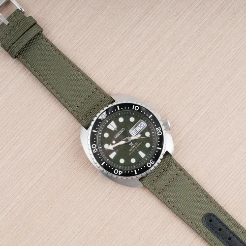 Miniatura 129 de StrapHabit Correa de reloj de liberación rápida, correa de reloj de tela de vela, dos longitudes, correa de reloj de piel de nailon, 0.748 in, 0.787