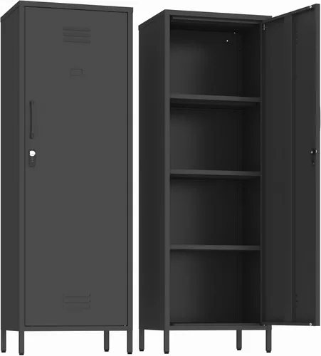 Miniatura 18 de Armario de almacenamiento de metal con puertas y estante, gabinetes de almacenamiento para oficina, aparador para oficina, sala de estar, comedor