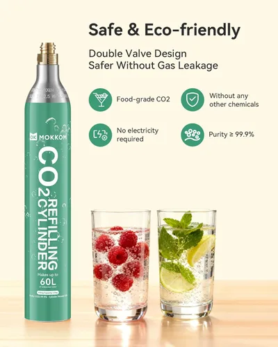 Miniatura 3 de MOKKOM Cilindro de CO2 para fabricante de refrescos, recipiente de intercambio de CO2, estilo roscado, compatible con todos los fabricantes de agua