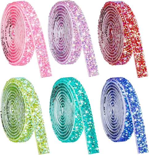 Miniatura 13 de NiArt Cinta autoadhesiva de diamantes de imitación de cristal, 12 rollos de 0.35 in de ancho, total de 12 yardas, multifuncional, DIY decorativa, 12