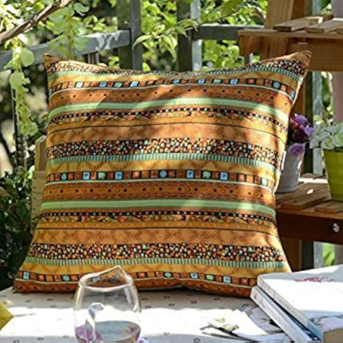 Miniatura 17 de TAOSON Funda de almohada de lino de mezcla de algodón antiguo con rayas verdes, estilo bohemio, funda de almohada con cierre de cremallera oculta