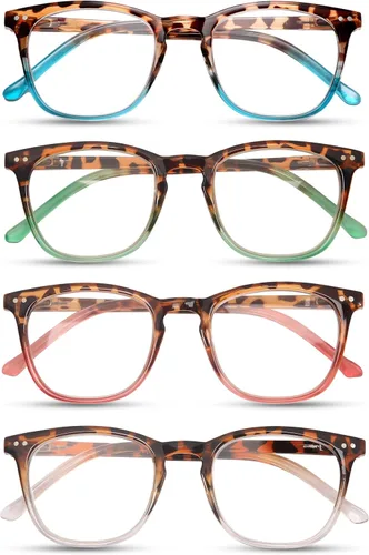 Gafas de Lectura para Mujeres, Lentes con Bisagra de Resorte Anti Fatiga Visual, Gafas de Moda con Estampado de Patrón, Lentes de Trampa
