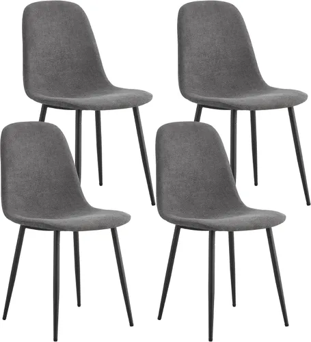 Miniatura 6 de gopop Juego de 4 sillas de comedor, modernas sillas de comedor de cocina, sillas laterales tapizadas para comedor en piel sintética, respaldos