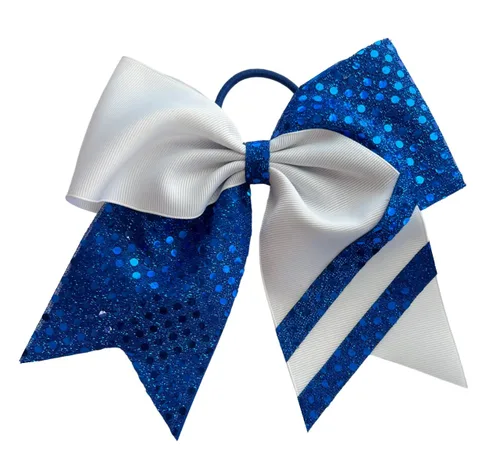 Miniatura 5 de Nuevo "CONFETTI STRIPES Black Gold" Cheer Bow Pony Tail 7 Inch Girls Hair Bows Cheerleading Dance Practice Football Games Competition Birthday Tick