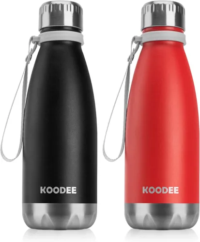 Miniatura 11 de koodee Botella deportiva de agua aislada al vacío de doble pared de acero inoxidable, 17 oz, con forma de botella de refresco, a prueba de fugas