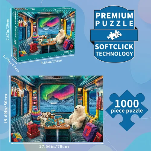 Miniatura 2 de HUADADA Aurora Escape - Rompecabezas de 1000 piezas para adultos, 1000 piezas, acogedor RV bajo la aurora boreal