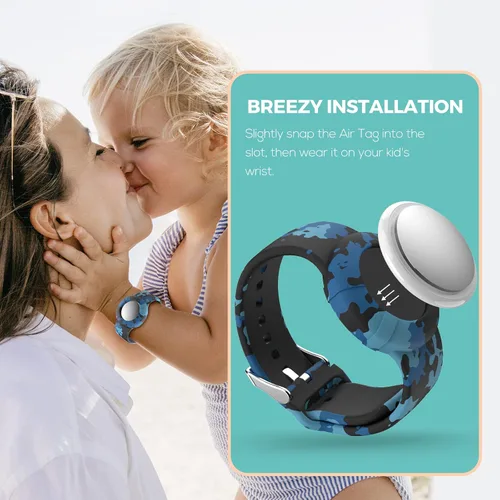 Miniatura 3 de Pulsera Air Tag para niños (paquete de 2) – Pulsera de silicona suave para niños – Soporte ligero para rastreador GPS compatible con Apple Air Tag