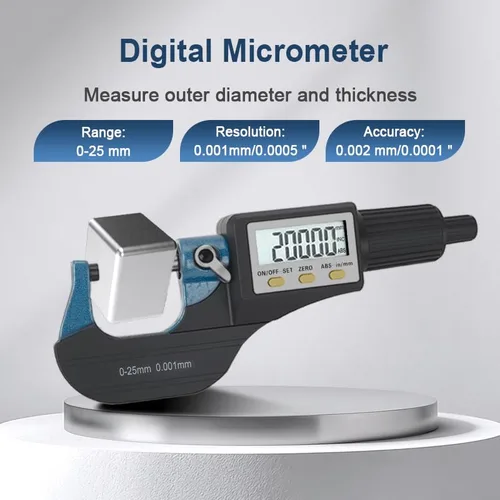 Miniatura 5 de Beslands Micrómetro electrónico digital de 0-1 pulgada / 0.000-0.984 in, calibre 0.00005 pulgadas/0.000 in, herramientas de medición de grosor