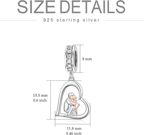 Miniatura 146 de PROESS Dije para padre, madre e hija, pulsera de plata de ley para pulseras, regalos de cumpleaños, día de San Valentín, para hija, madre, amante