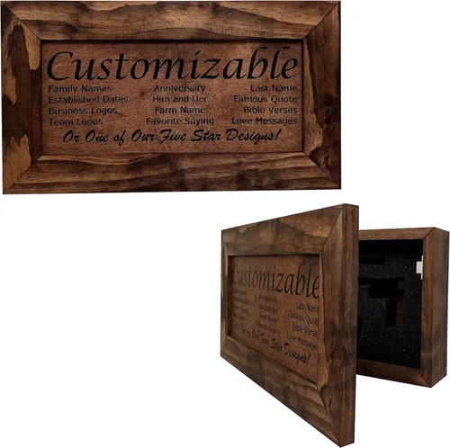 Miniatura 20 de Bellewood Designs Decoración de pared personalizable para armario de armas, caja fuerte personalizada para guardar tu pistola de forma segura a