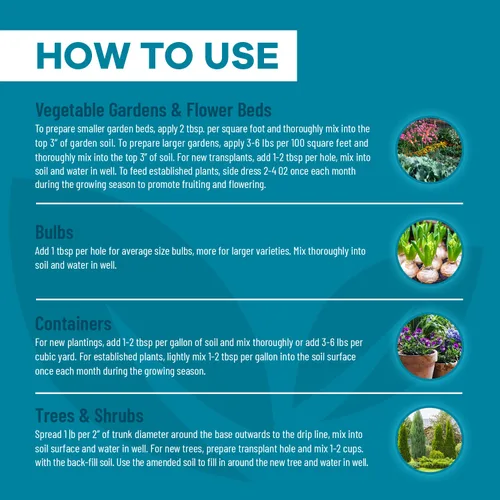 Miniatura 5 de Fertilizante de harina de huesos de pescado-6-14-0 Fuente de alimento vegetal natural de nitrógeno y fósforo para jardinería orgánica (3 libras)
