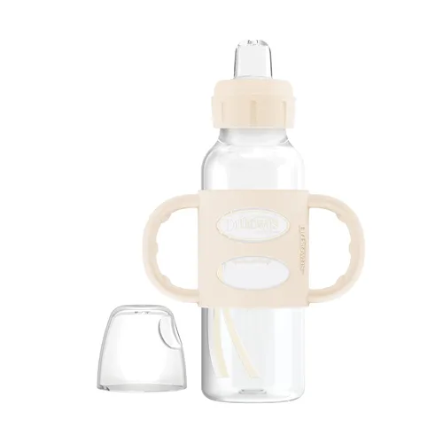 Miniatura 11 de Dr. Brown's Milestones - Botella de boquilla estrecha con 100% silicona, asas de fácil agarre y boquilla suave para sorber, 8 onzas, rosa claro