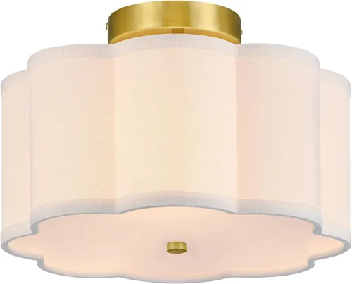 Miniatura 11 de VONLUCE Lámpara de techo semiempotrada de 12.6 pulgadas, moderna lámpara de techo de 3 luces con pantalla en forma de pétalos blancos, 3 enchufes