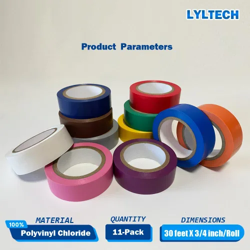 Miniatura 2 de LYLTECH Cinta eléctrica mate arcoíris paquete de 11 colores, impermeable, fuerte adhesivo, duradero, fácil de envolver, 3/4 pulgadas por 30 pies