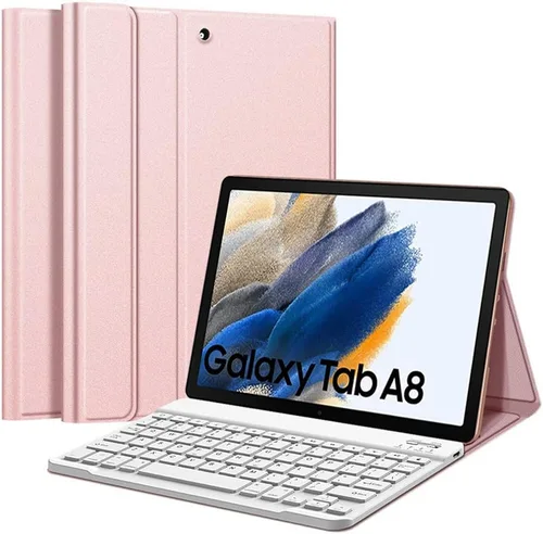 Miniatura 8 de Funda de teclado para Galaxy Tab A8 de 10.5 pulgadas 2022 (SM-X200/X205/X207), funda de cuero delgada y ligera con teclado desmontable