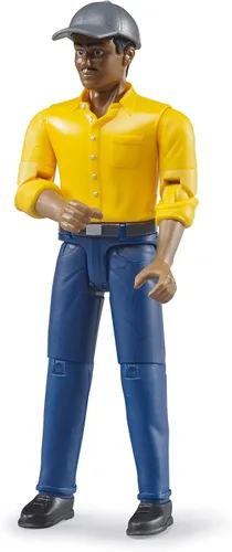 Bruder Bworld 60022 Figura de Juguete de Hombre con Piel Oscura/Jeans Azul