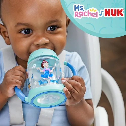 Miniatura 2 de NUK Taza de Aprendizaje, Ms. Rachel, 5 oz, 6+ Meses, Paquete de 2 – Boquilla Suave, Asas de Fácil Agarre, Sin BPA, Taza Sippy de Transición a Prueba