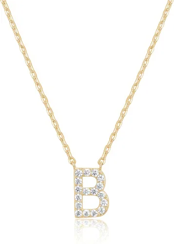 Miniatura 32 de PAVOI 14K White Gold Plated Cubic Zirconia Initial Necklace Letter Dainty Necklaces for Women