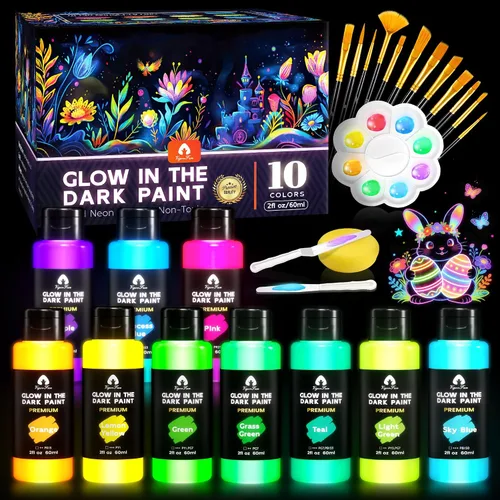 Miniatura 14 de Juego de 40 piezas de pintura acrílica - 24 colores (2 onzas/60ml) con 12 pinceles, 2 cuchillos y paleta - Pigmentos ricos para adultos, artistas
