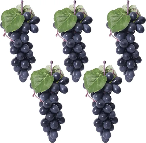 Miniatura 17 de 5 racimos de uvas falsas de goma, paquetes de uva falsa para el hogar, casa, cocina, fiesta, boda, fotografía, decoración, color negro