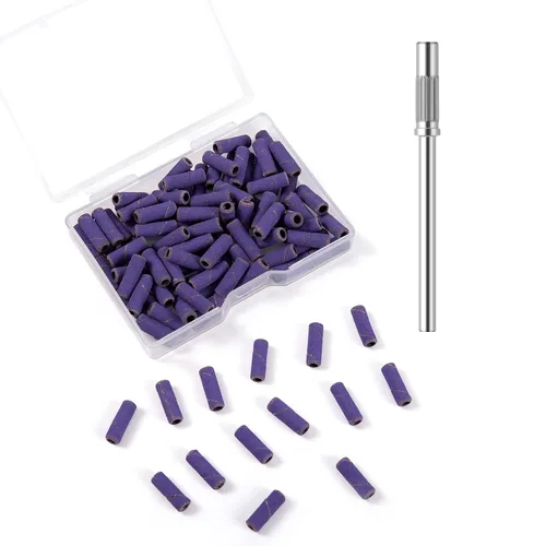 Miniatura 19 de 100 piezas de bandas pequeñas de lijado de uñas para taladro de uñas, bits mini de 3.1mm de mandril de lijado de uñas de grano 80 para uñas