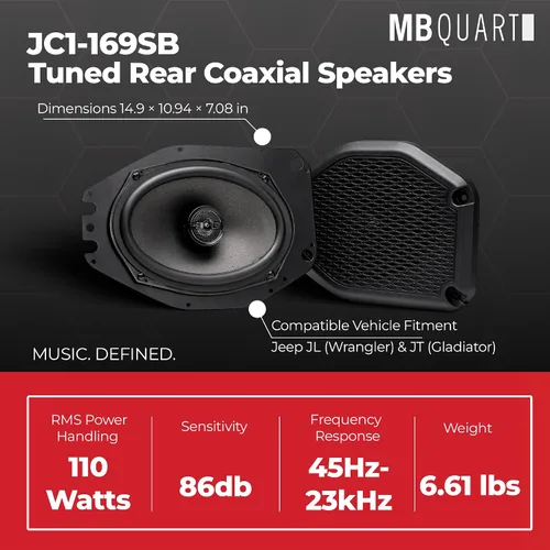 Miniatura 4 de MB Quart Actualización de altavoces traseros de 6x9 pulgadas compatible con Jeep Wrangler (JL) 2018-2023 y Jeep Gladiator (JT) 2020-2023, 220W máx