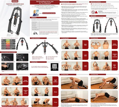 Miniatura 8 de Twister Arm Trainer, 3 in 1 Hydraulic Power Chest Workout Equipment with Ab Roller Wheels and Hooks, Adjustable 22-440lbs Arm Trainer for Men Women