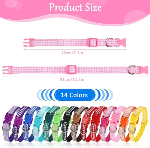 Miniatura 2 de Auidy_6TXD 14 collares ajustables para cachorros, collares de nailon suave para perros pequeños (M), 14