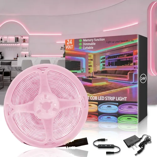 Miniatura 17 de Tira de luces LED COB verde de 10 pies, 24 V, regulable, alta CRI95+, ultra brillante, flexible, tira de luces LED, tira de luces para el día de San