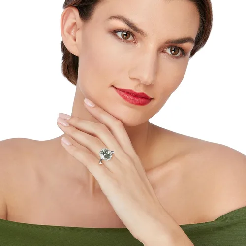 Miniatura 2 de Ross-Simons 4.40 Carat Prasiolite and .20 ct. t.w. White Topaz Ring in Sterling Silver