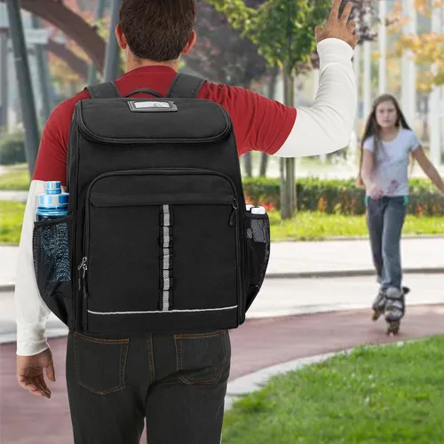 Miniatura 5 de GOBUROS Bolsa de patinaje sobre ruedas para zapatos de hasta 13 hombres de EE. UU., mochila para patinaje sobre hielo con bolsillo superior