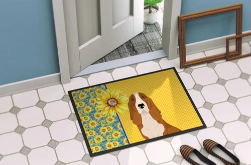 Miniatura 4 de Caroline's Treasures WDK5313MAT Airedale Terrier - Tapete para puerta delantera de 18 x 27 pulgadas, diseño de girasoles de verano, para entrada
