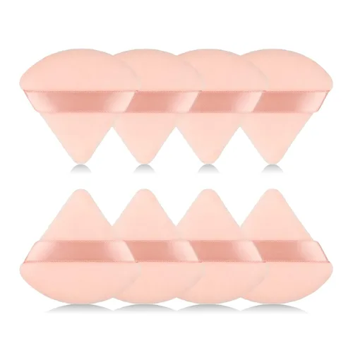 Miniatura 8 de 8 piezas Esponja para polvo de cara en forma de triángulo, suave y aterciopelada, para polvo suelto, polvo corporal, esponja de maquillaje